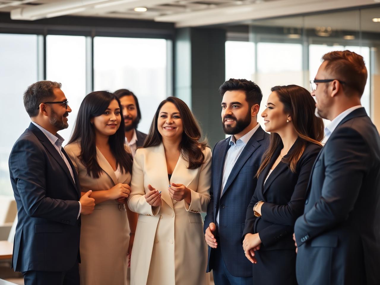 Diverse team of professionals collaborating in a Dubai office